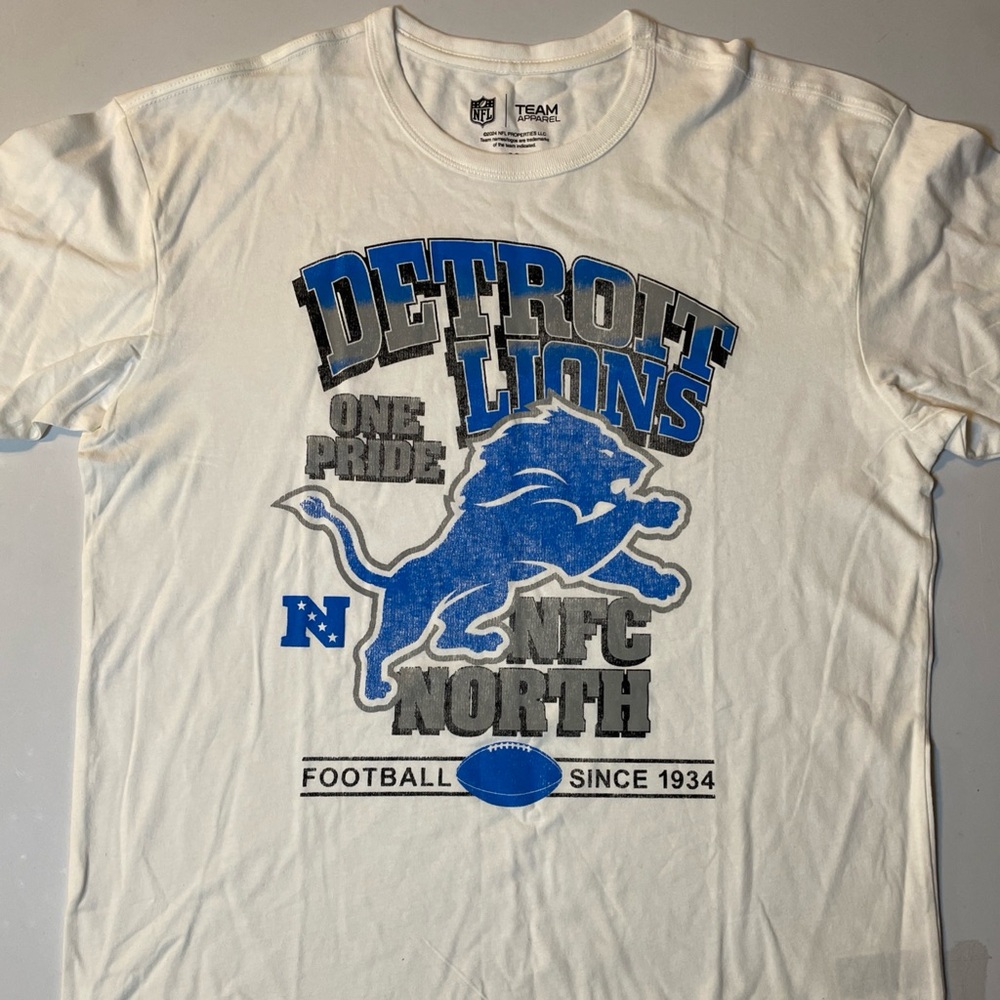 Men's NFL Team Apparel Detroit Lions NFC North Blue T-Shirt Men’s Medium